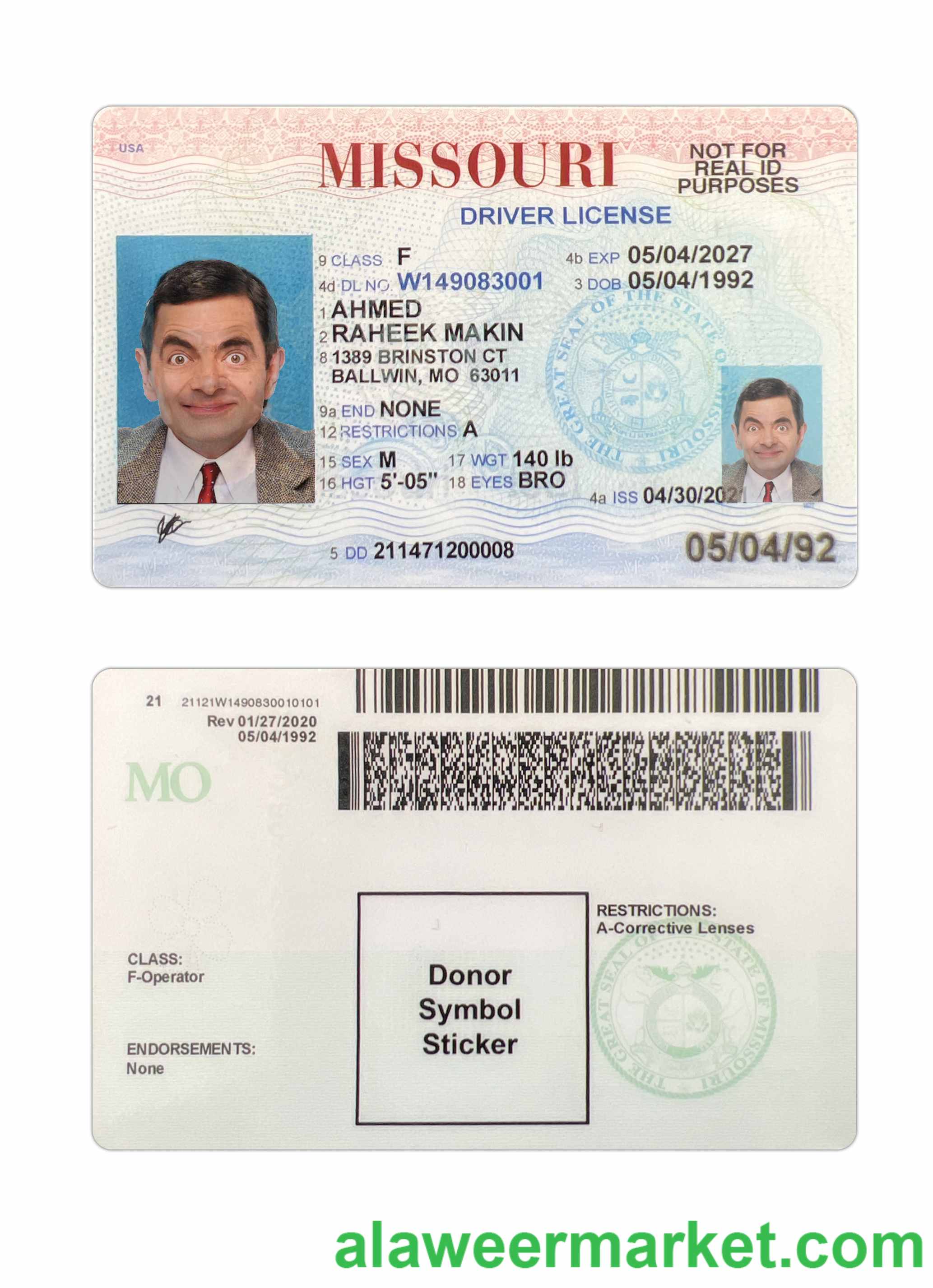 USA Missouri driving license 2021-present